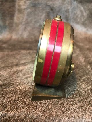 Vintage Brass Wind Up Travel Alarm Clock.  Swiss 11 Jewels By Cyma Amic Watch Co. 4