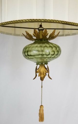 Mid - Century hanging swag lamp light shade pair Hollywood regency vintage 5