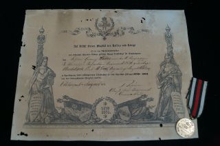 Franco Prussian War 1870 - 71 German Medal & Document