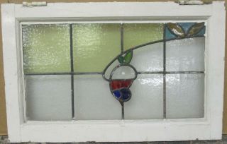 Mid Sized Old English Leaded Stained Glass Window Colorful Sweep 24.  25 " X 15.  5 "