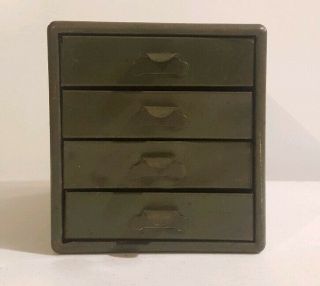 Vintage 4 Drawer Metal Hardware Orginizer Cabinet