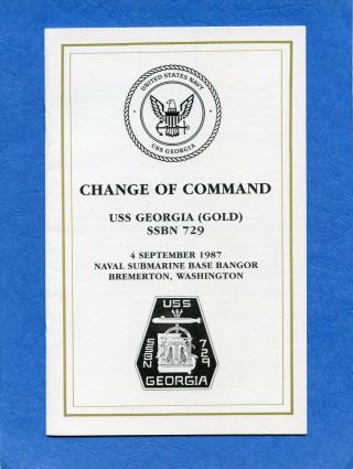 Submarine Uss Georgia Ssbn 729 Change Of Command (gold) Navy Ceremony Program