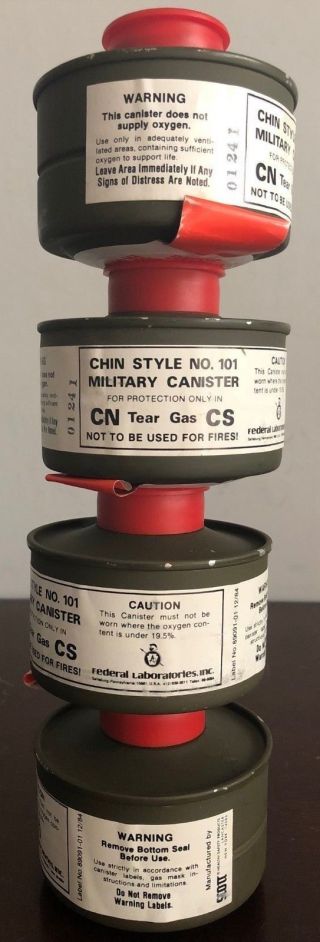 5 SCOTT Chin Style No.  101 Filter Canisters for ACME Gas Mask / Respirator - NOS 3