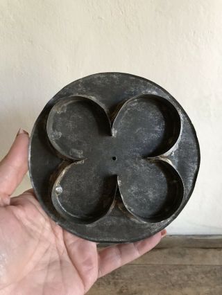 BEST RARE Old Antique LARGE Handmade Four Leaf Clover Cookie Cutter AAFA Patina 2