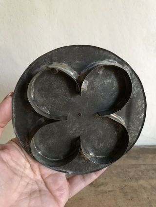 BEST RARE Old Antique LARGE Handmade Four Leaf Clover Cookie Cutter AAFA Patina 8