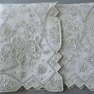 Vintage Linen Wedding Handkerchief Hand Embroidered Appenzell Whitework Bridal