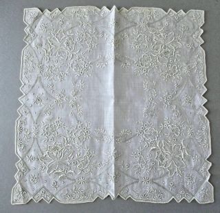 Vintage Linen WEDDING Handkerchief Hand Embroidered APPENZELL Whitework BRIDAL 2