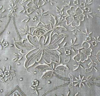 Vintage Linen WEDDING Handkerchief Hand Embroidered APPENZELL Whitework BRIDAL 5