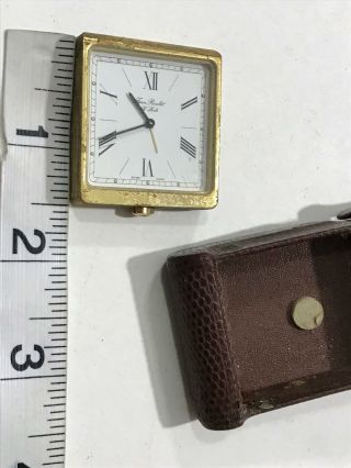 Vtg JEAN ROULETTE LE Locle Brass Miniature Travel Desk Clock 3