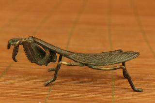 chinese Old bronze hand - carved Mantis statue figure Noble gift 3