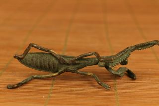 chinese Old bronze hand - carved Mantis statue figure Noble gift 5
