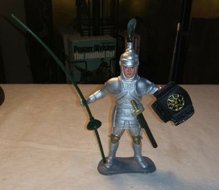 1963 Marx Hard Plastic 6 " Knights Great Paint Plume And Rare Lance Jousting