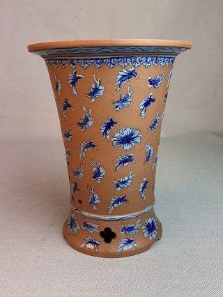 Chinese Yixing Zisha Pottery Vase Enamel Painting No Teapot