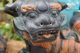 Vintage Mid Century Chinese Foo Dogs Yixing Clag Statues Home Or Garden STUNNING 5