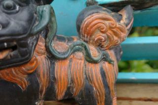 Vintage Mid Century Chinese Foo Dogs Yixing Clag Statues Home Or Garden STUNNING 7