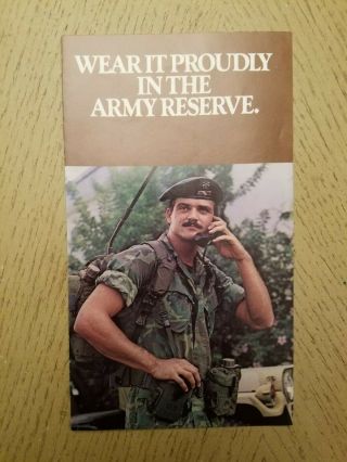 Vintage 1979 Us Army Reserve Recruitment Wear It Proudly Government Brochure Usa