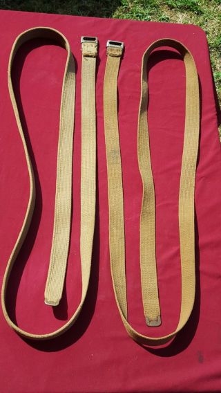 2 Antique Dec.  25’06 Military 1 ¼” X 92” Cotton Canvas Cargo Straps Tie Downs