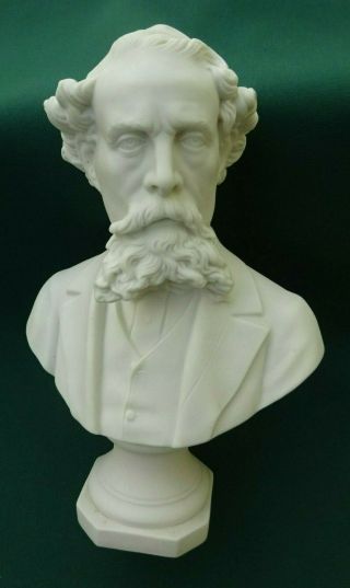 Antique Parian China Bust Of Charles Dickens - Unmarked - 10 - 1/2 " Tall