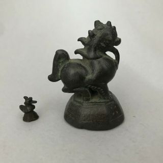 Rare Fine Antique Bronze Burmese Opium Weight Chinthe Form C1750 20 Tical