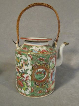 Antique Chinese Export Rose Medallion Drum Teapot