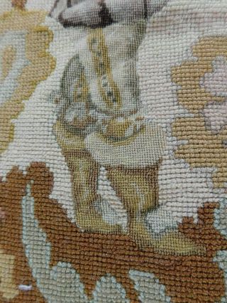 ANTIQUE 19THC TAPESTRY AND PETIT POINT PANEL,  MARRIED? COUPLE IN 17THC COSTUME 8