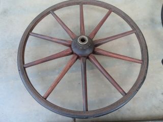 Vintage wooden cart wagon wheels and spring - loaded axle 2