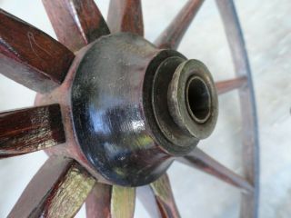 Vintage wooden cart wagon wheels and spring - loaded axle 5