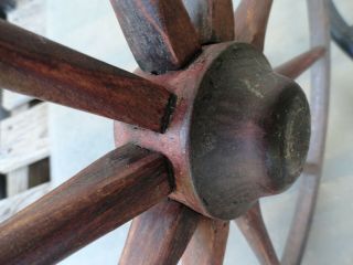 Vintage wooden cart wagon wheels and spring - loaded axle 6
