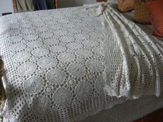 Hand Crocheted Vintage/antique Bed Throw,  250 X 200