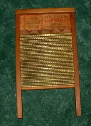 Antique Washboard,  Scrub Board,  Nos,  Brass King,  National 801,  Top Notch Soap Saving