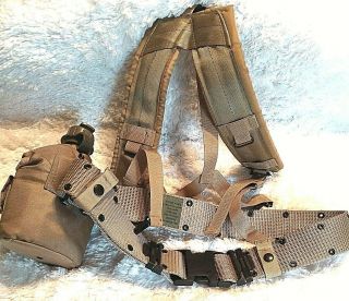 Us Army Military Large Web Pistol Belt W Suspenders And Canteen Set Euc Excellnt