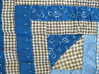 Vintage 19th Century SPECIAL Cotton Fabrics LOG CABIN Straight Furrows Quilt TOP 8