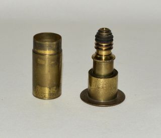 Objective Lens In Can For Old Brass Microscope - Pritchard? 1/4 Inch.