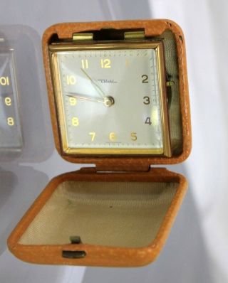 Vintage DIEHL Brass Pocket Clock/Watch Made in Germany,  w/Leather Case 2