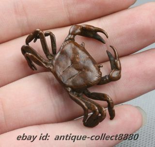 43mm Curio Chinese Bronze Exquisite Animal Crab Hairy Crab Mitten Crab Statue 螃蟹