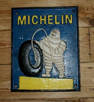 Michelin Man Cast Plaque Sign 1939 Dublin 25cm X 20cm 10 " X 8 " Colour Very Good