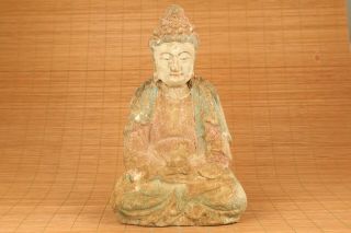 Big Unique Chinese Old Wood Hand Carved Buddha Kwan - Yin Statue Collectable