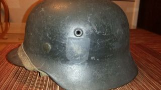 M 40 All German Helmet With Liner And Chinstrap.  Makers Mark Et64.