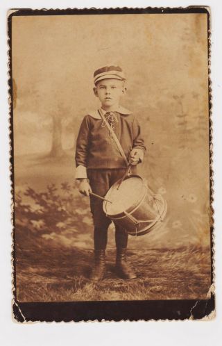 Rare Real 1880s Indian Wars Era Drummer Boy Photo Of Roy W Smith West Gardner Ma