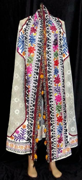 Vintage Uzbek Silk Embroidered Wedding Veil Lace For Bride A12150
