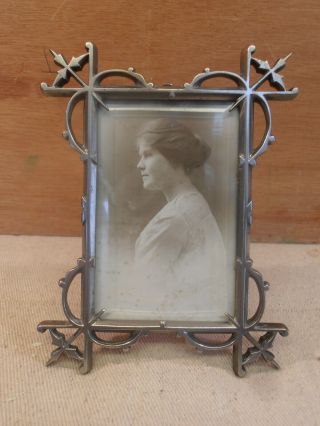 Antique fine quality nickel plated Arts & Crafts photo frame,  bevelled glass. 2