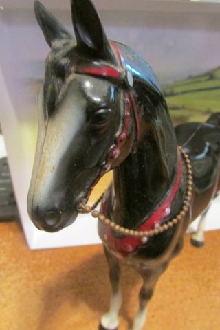 Hartland Glossy Black Champ Horse w Red Bridle Chain Reins & Breastplate 801 6