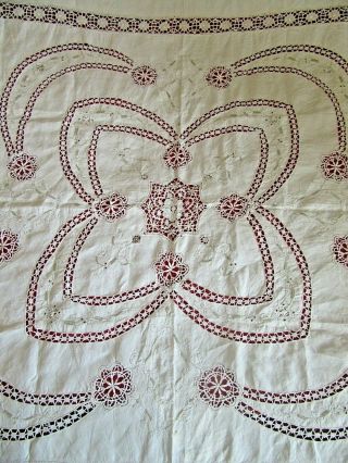 GORGEOUS VINTAGE EMBROIDERED BEDSPREAD LACE INSERTIONS & EDGING 90 