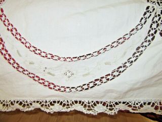 GORGEOUS VINTAGE EMBROIDERED BEDSPREAD LACE INSERTIONS & EDGING 90 