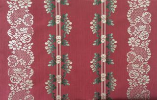 Lovely Early 19th C.  French Silk Brocade Woven Stripe Fabric - (2655) 2