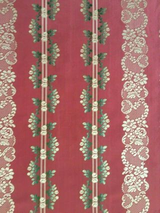 Lovely Early 19th C.  French Silk Brocade Woven Stripe Fabric - (2655) 3