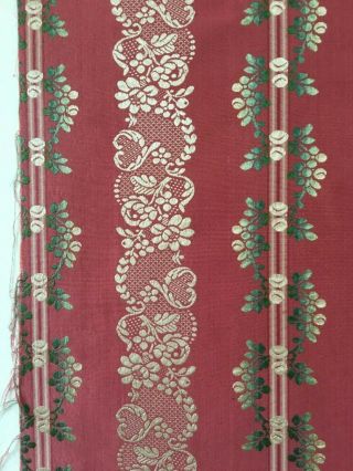 Lovely Early 19th C.  French Silk Brocade Woven Stripe Fabric - (2655) 4