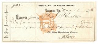 1873 Receipt Made Out To & Owned By George A Custer - Mends 7th Cavalry Uniforms