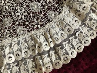 Gorgeous Handmade XIX C.  Large LACE COLLAR - Embroidery on tulle - width 9.  5 
