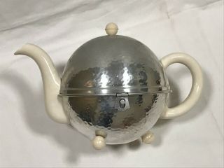 Everhot 1950 Ceramic Teapot With Arts And Crafts Style Metal Cosy